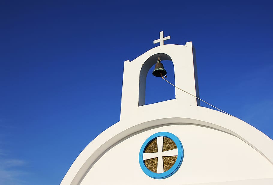 Greece, Chapel, Bell, White, greek island, hellas, aegean sea HD wallpaper