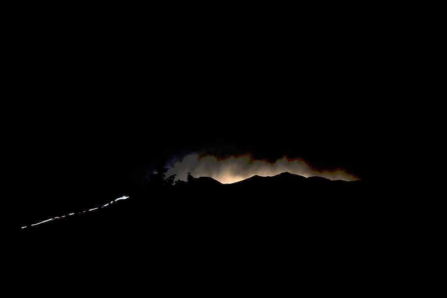 untitled, black, silhouette, nature, mountains, trees, dark HD wallpaper