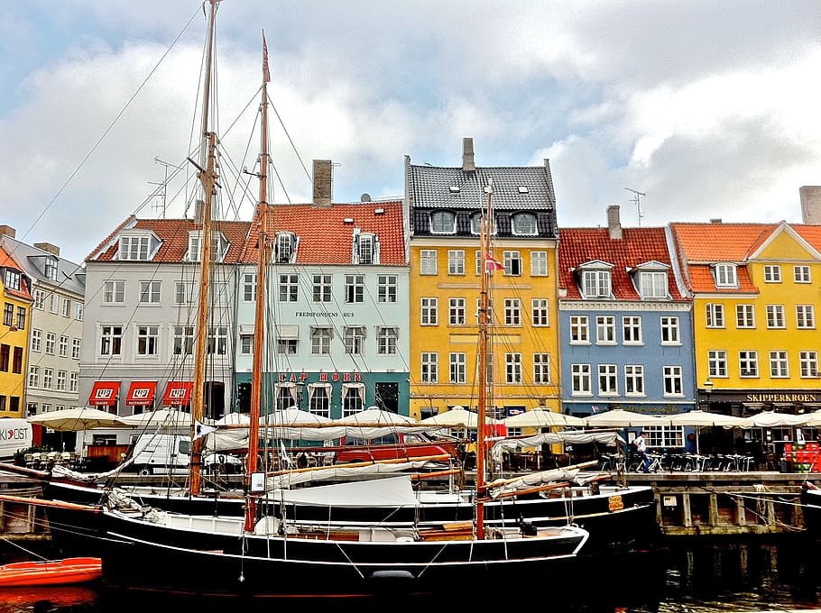 Nyhavn, Copenhagen, Denmark, Canal, water, tourist, scenic, HD wallpaper