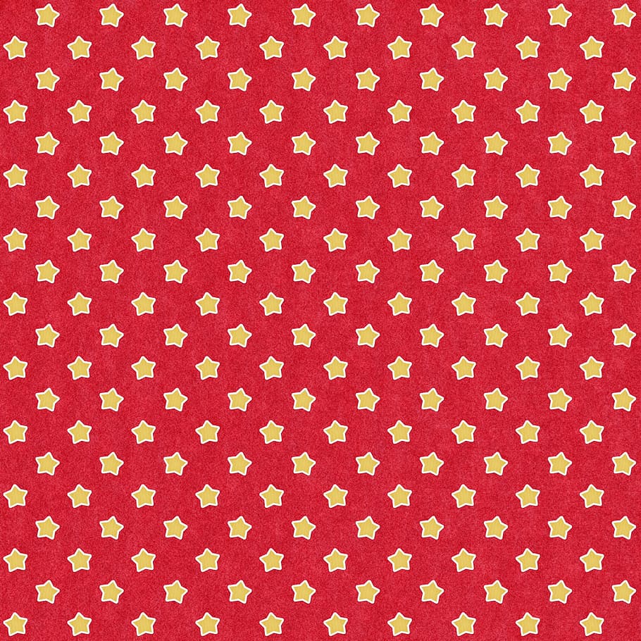 red and yellow star print background, pattern, felt, paper HD wallpaper