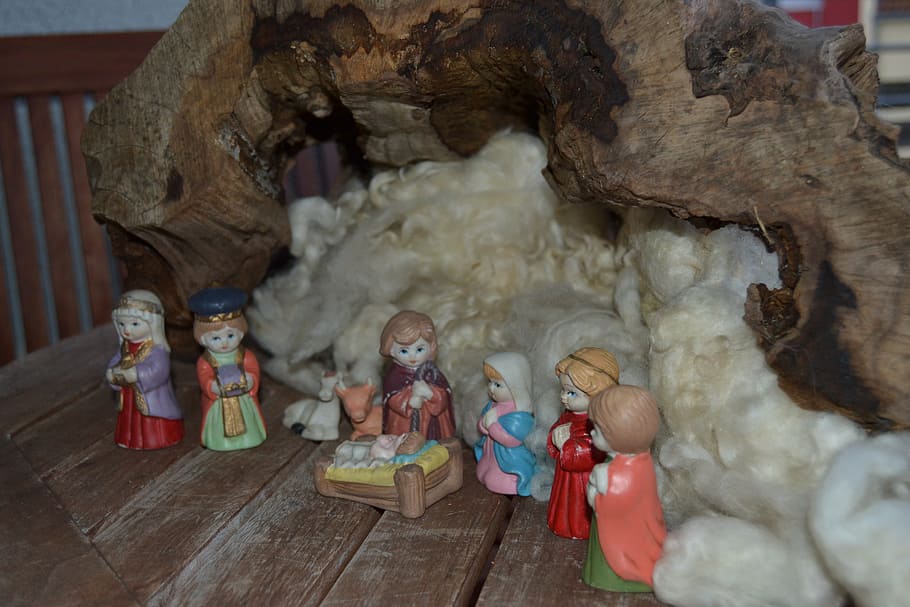nativity scene, figures, advent, stall, joseph, maria, art HD wallpaper