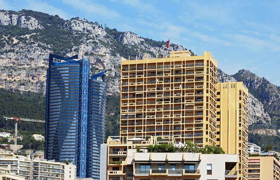 monaco, homes, architecture, mountains, summer, building exterior HD wallpaper