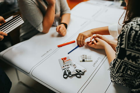 Brainstorming session with creative designers, people, work, hands HD wallpaper