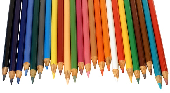assorted colored pencils, drawing, rainbow, green, blue, yellow HD wallpaper