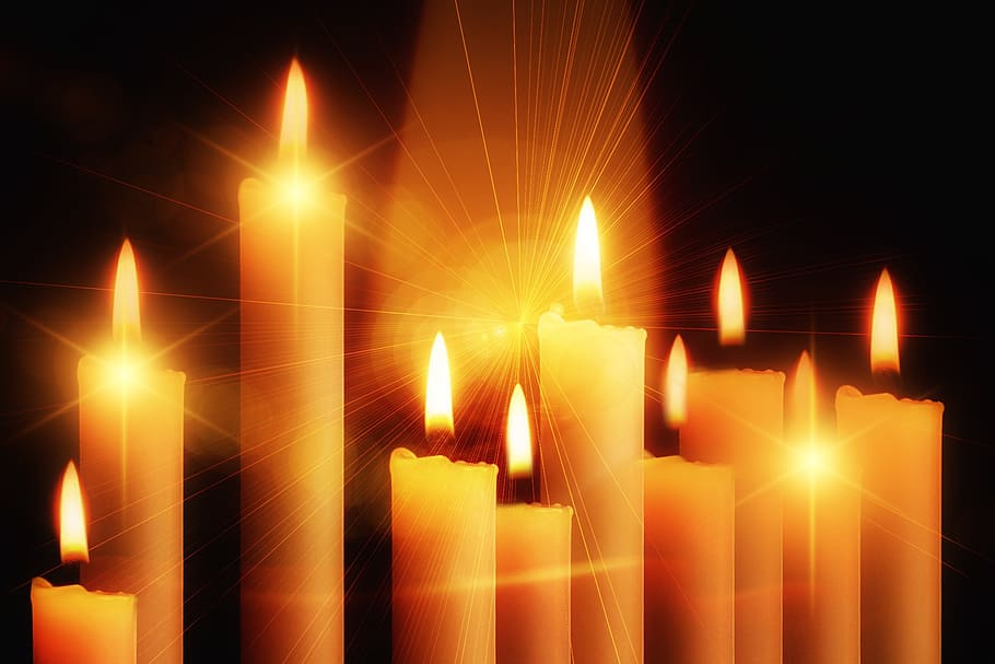 photo of row of lighted candles, lights, evening, advent, christmas HD wallpaper