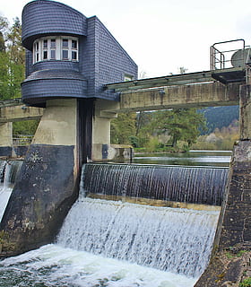 weir, dam, jam system, water, river, lake, building, murmur HD wallpaper