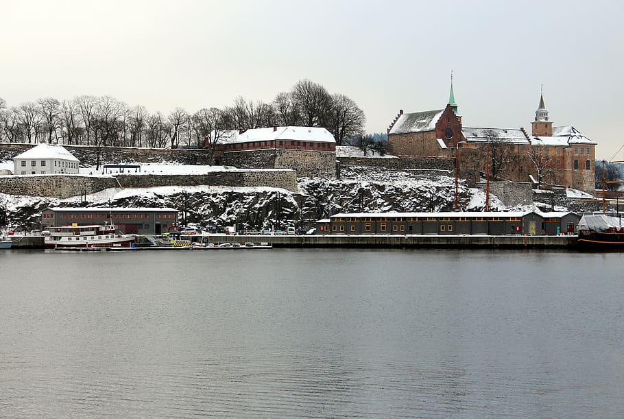 oslo, norway, akershus fortress, port, oslofjord, city, holiday, HD wallpaper