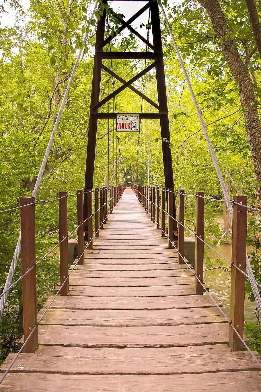 bridge, park, architecture, wooden, footbridge, hanging, outdoors HD wallpaper