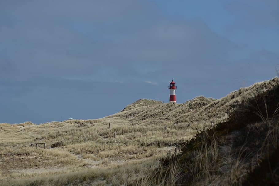 Sylt, Lighthouse, Coast, Clouds, Sea, holiday, dunes, maritime HD wallpaper