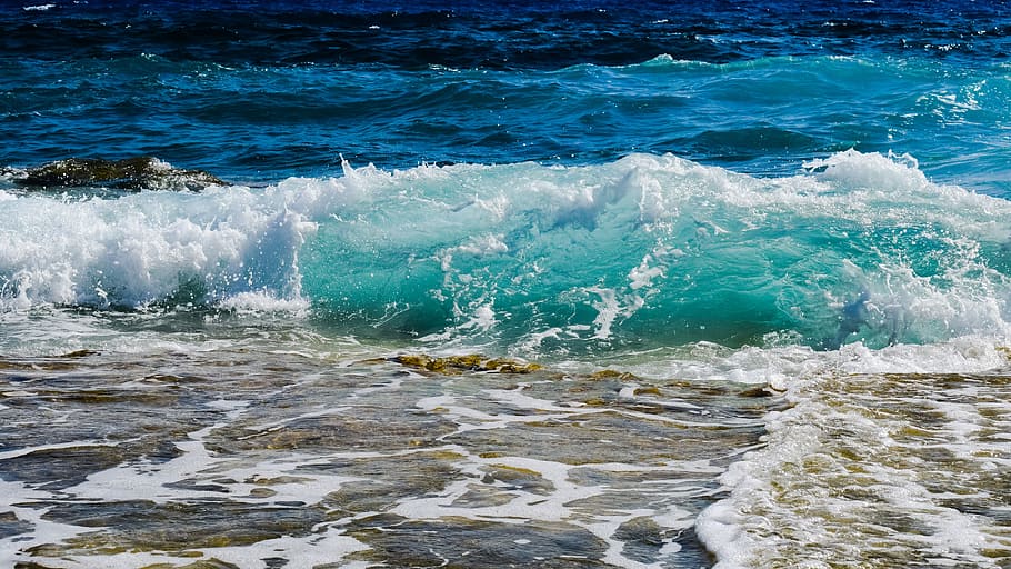 photography of sea wave, water, liquid, spray, foam, nature HD wallpaper
