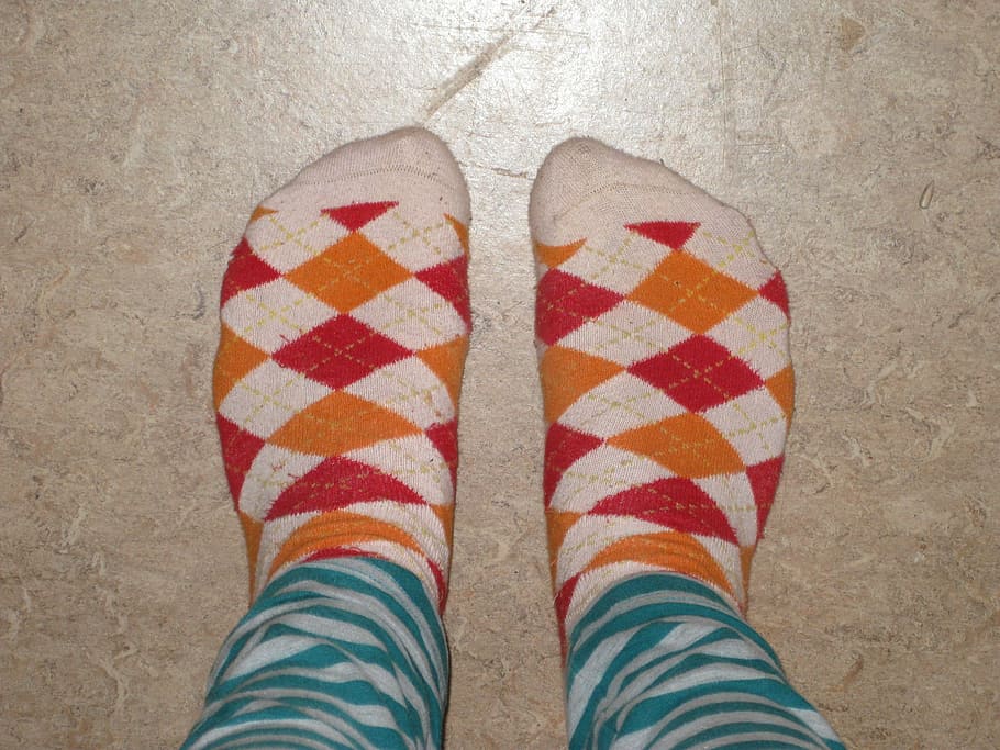 feet, socks, checkered, striped, pants, colorful, pattern, orange HD wallpaper