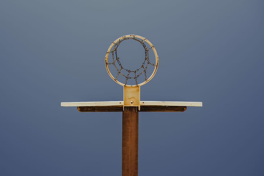 white and brown basketball hoop, net, goal, ring, round, basketball - sport HD wallpaper