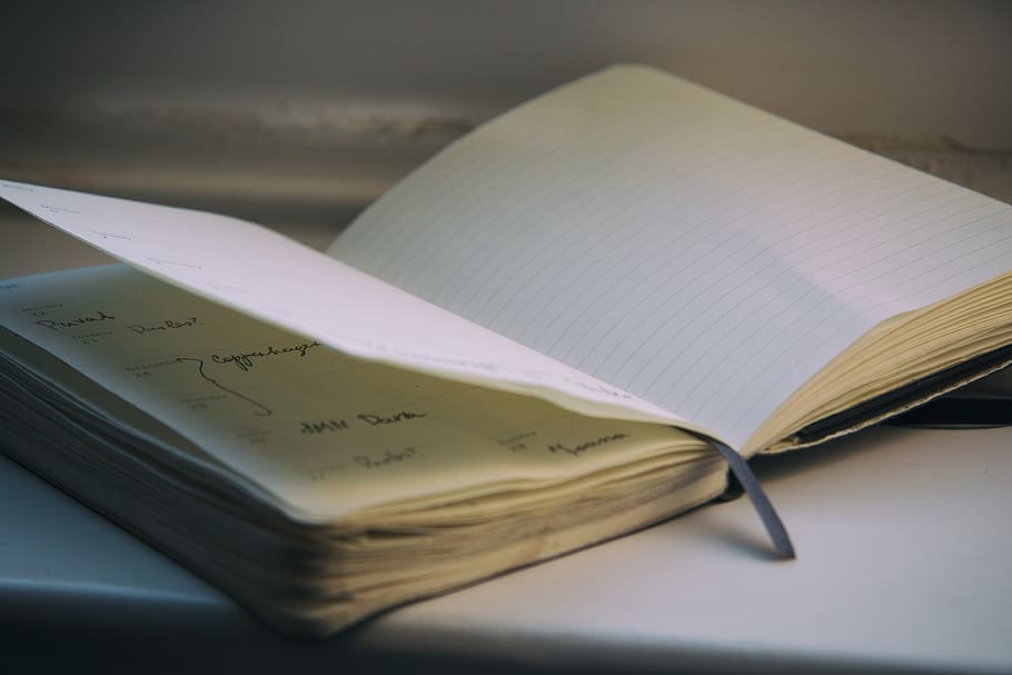 opened notebook, pages, paper, business, document, white, message HD wallpaper