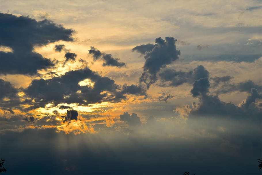 Sky, Clouds, Sunset, Light, Nature, blue, summer, sunlight HD wallpaper