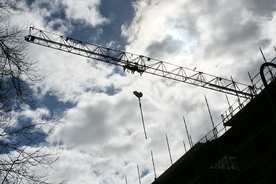 building, construction crane, tap, himmel, cloud, backlight HD wallpaper