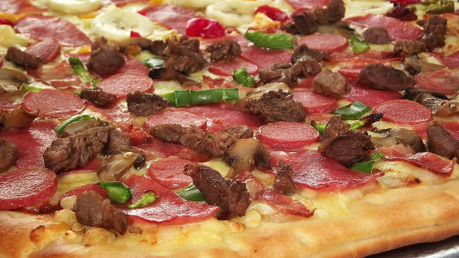 pepperoni and meat pizza, cheese, mozzarella, sausage, italian HD wallpaper