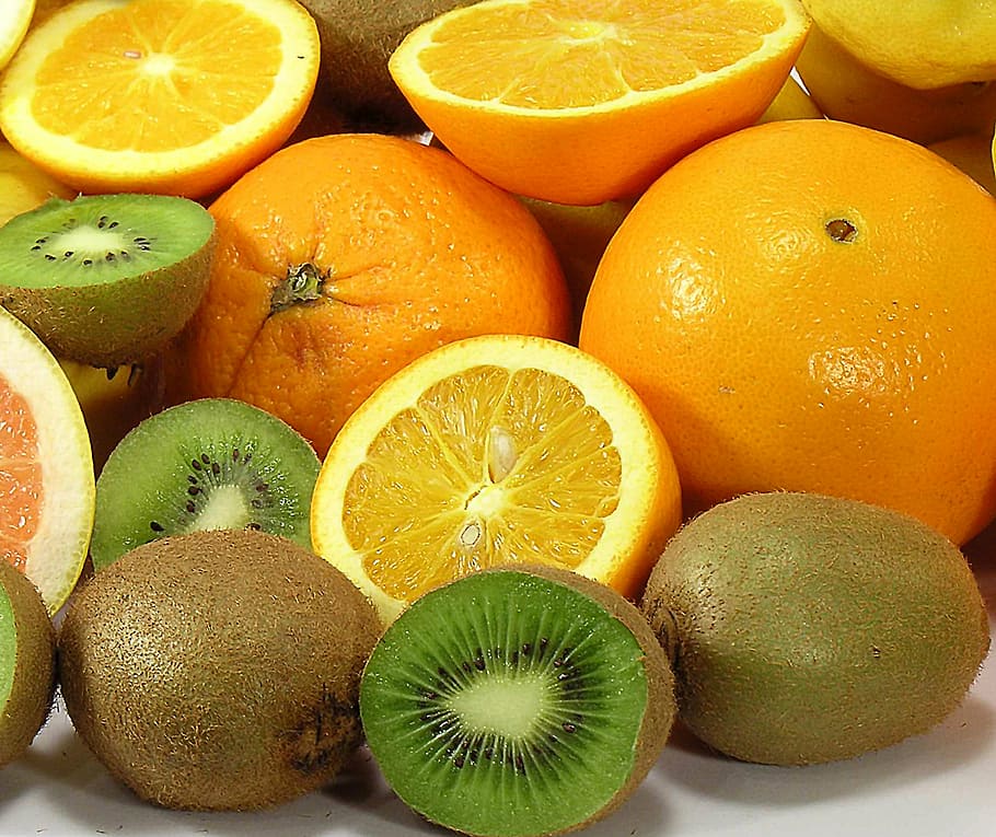 bunch of kiwi and orange fruits, southern fruits, the richness of, HD wallpaper