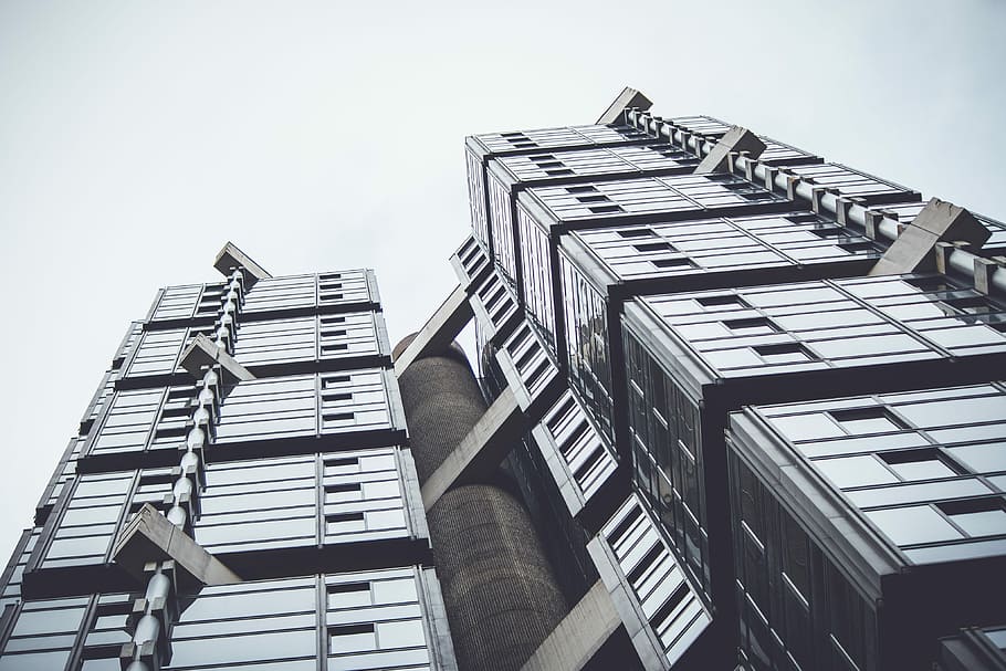 wormseye view of high-rises building, building view from lower angle HD wallpaper