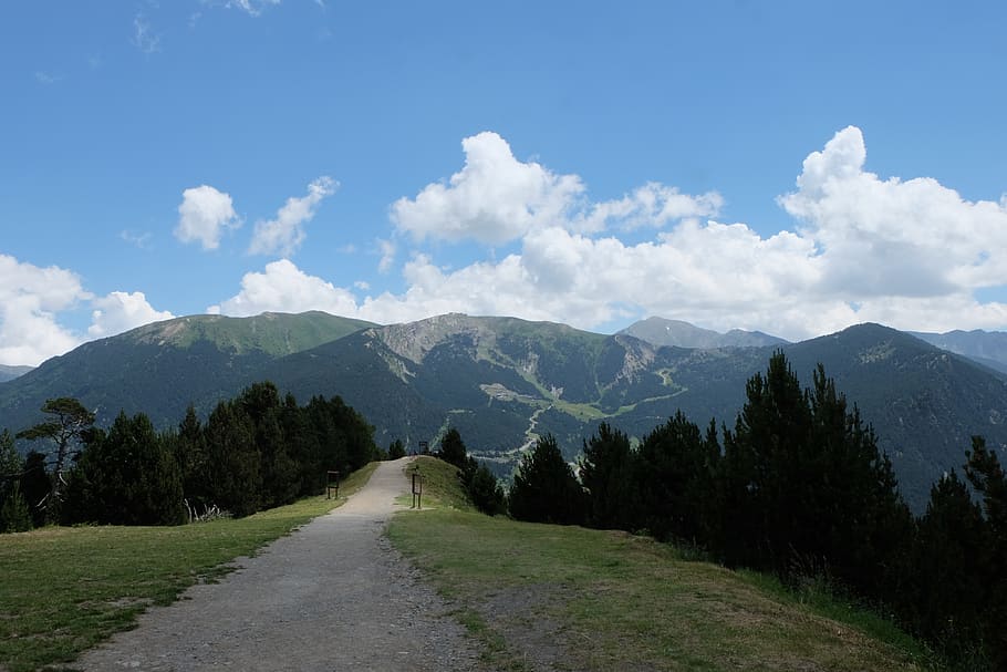 andorra, path, viewpoint roc del quer, sky, mountain, cloud - sky, HD wallpaper