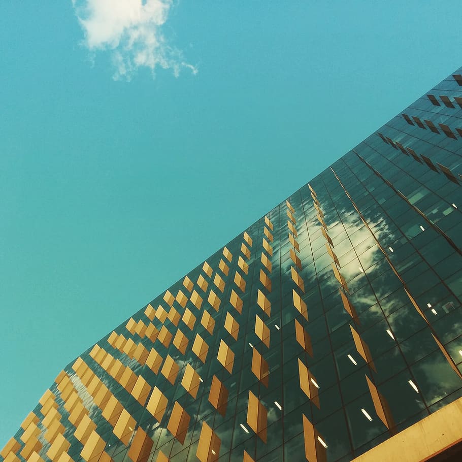 worm's-eye view photography of building, architectural photography of building HD wallpaper