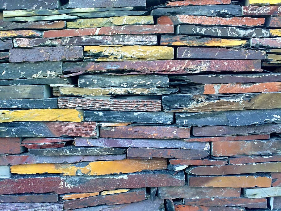 closeup photo of assorted-color of wall bricks, background HD wallpaper