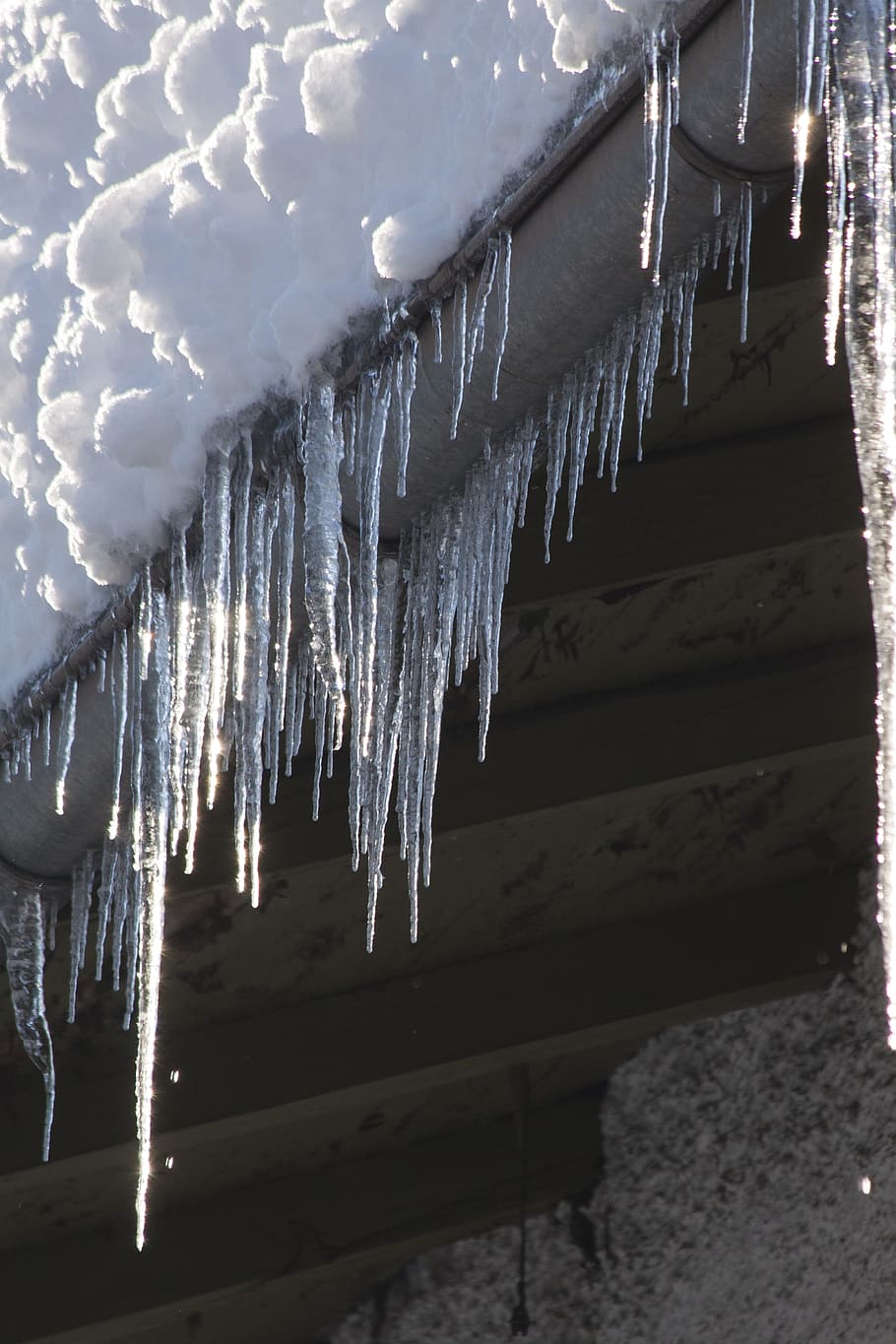 Ice, Icicle, Cold, Winter, Roof, Gutter, white, frost, snow HD wallpaper