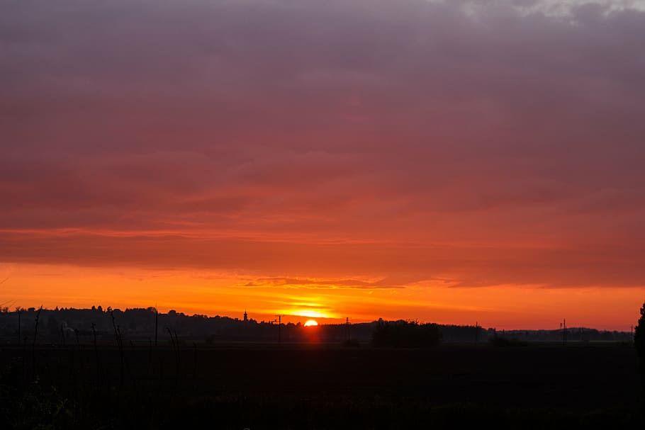 sunset, cloud, light, sky, in the evening, orange, landscape HD wallpaper