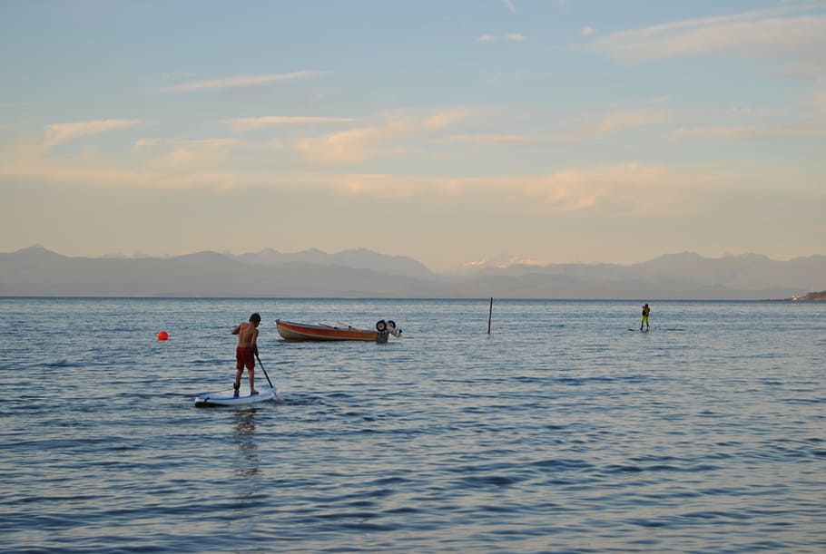 paddleboard, ocean, water, sea, sport, summer, fun, young, outdoor HD wallpaper