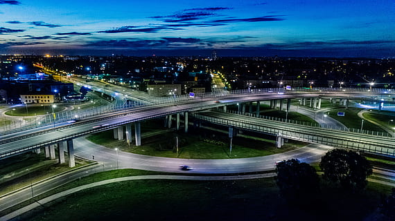 Timelapse Photograph, architecture, asphalt, blur, bridge, buildings HD wallpaper