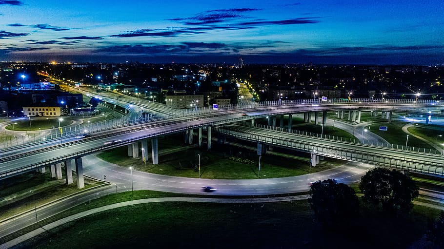 Timelapse Photograph, architecture, asphalt, blur, bridge, buildings HD wallpaper