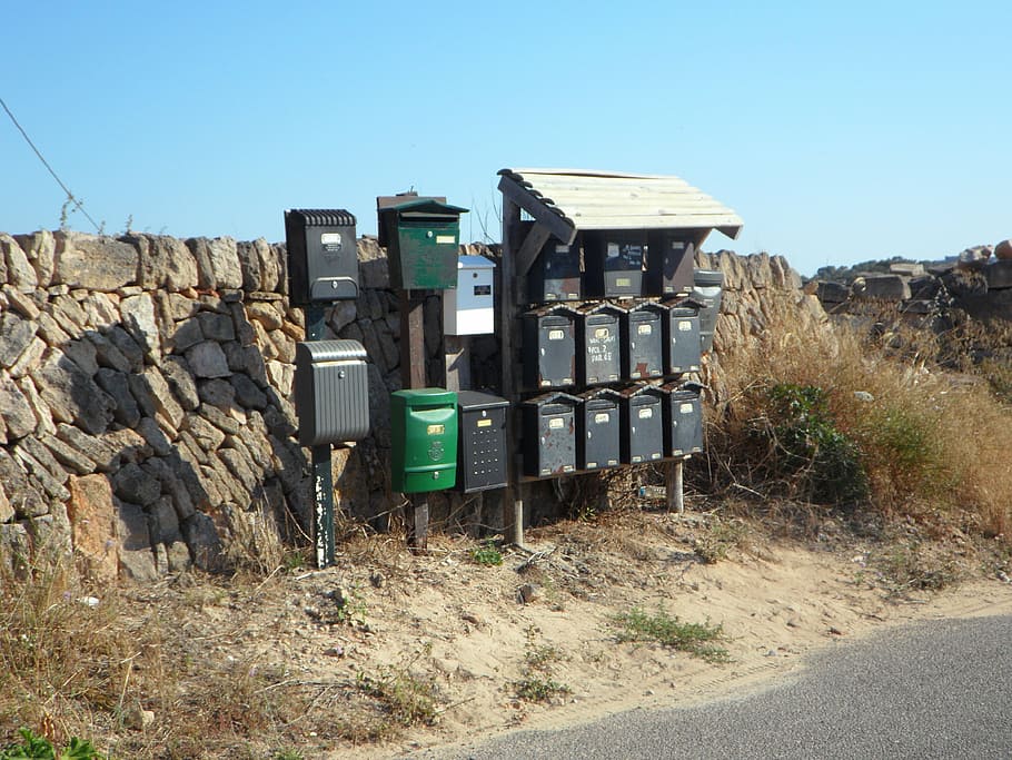 mailbox, post, letter boxes, letters, metal, nowhere, many HD wallpaper