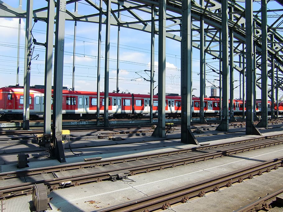 cologne, railway, seemed, train, catenary, hohenzollern bridge HD wallpaper