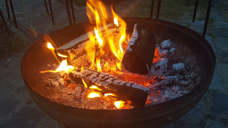 fire, campfire, burn, wood, flame, lighting, barbecue, embers HD wallpaper