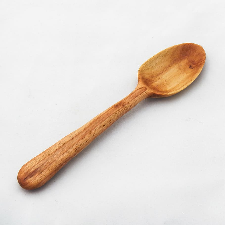 brown wooden serving spoon, carved spoon, wooden spoon, handmade, HD wallpaper
