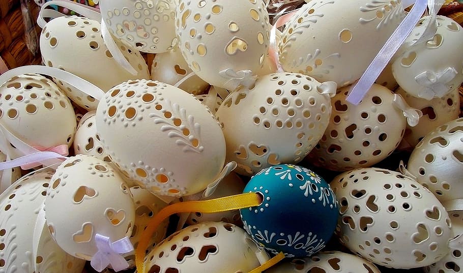 easter, easter eggs, openwork, eating, the ribbon, no people HD wallpaper