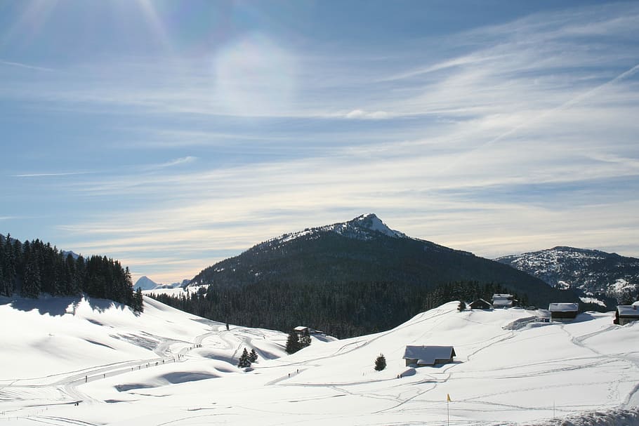 snow, winter, mountain, cold, cold temperature, sky, beauty in nature HD wallpaper