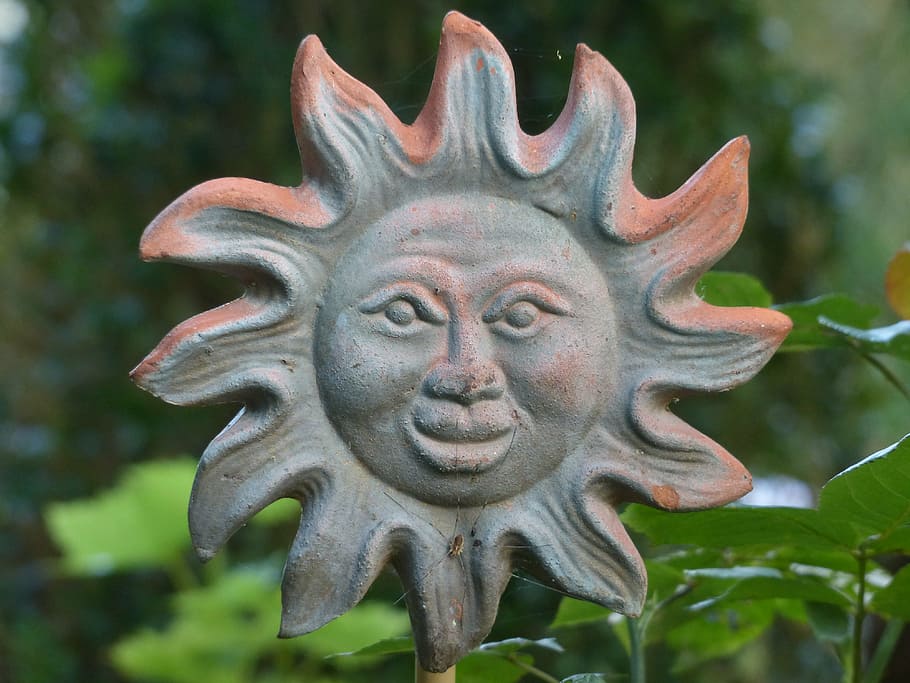 sun, deco, figure, decoration, sound, ceramic, garden, face HD wallpaper