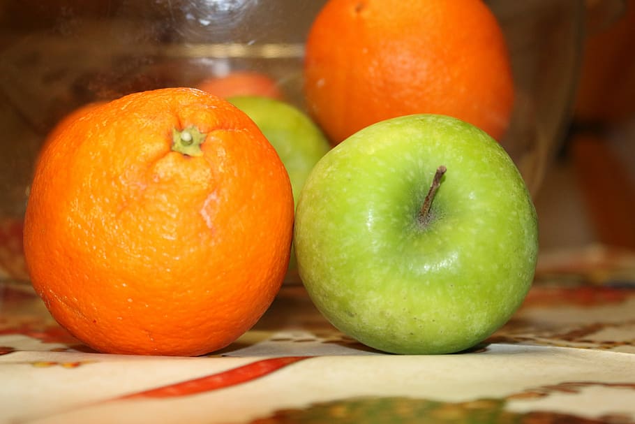 Fruits, Apple, Orange, food and drink, freshness, indoors, healthy eating HD wallpaper