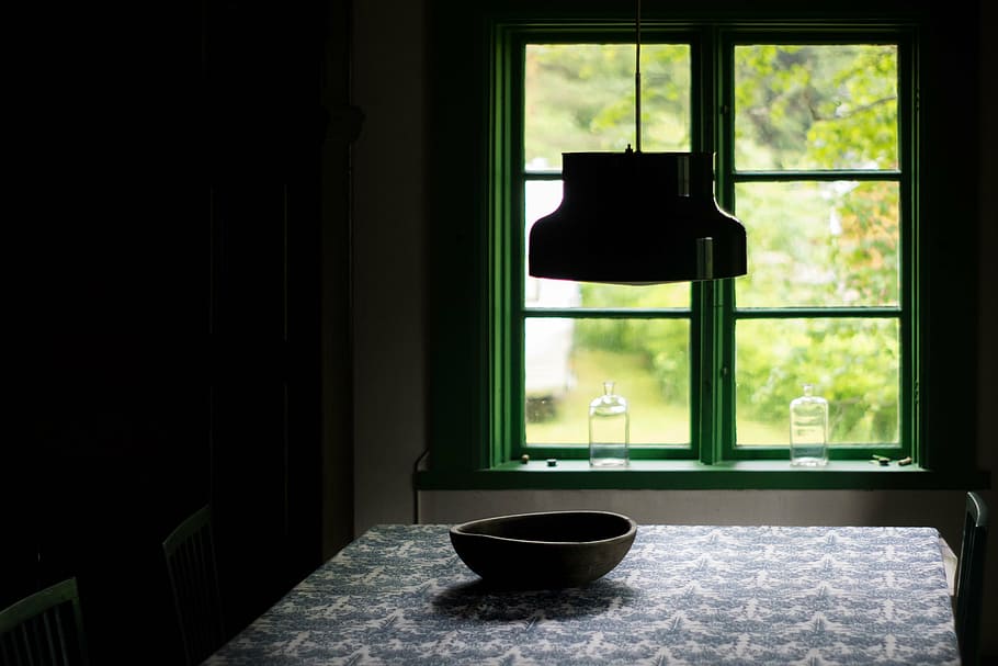 brown wooden bowl, window, pane, glass, dine, light, chair HD wallpaper