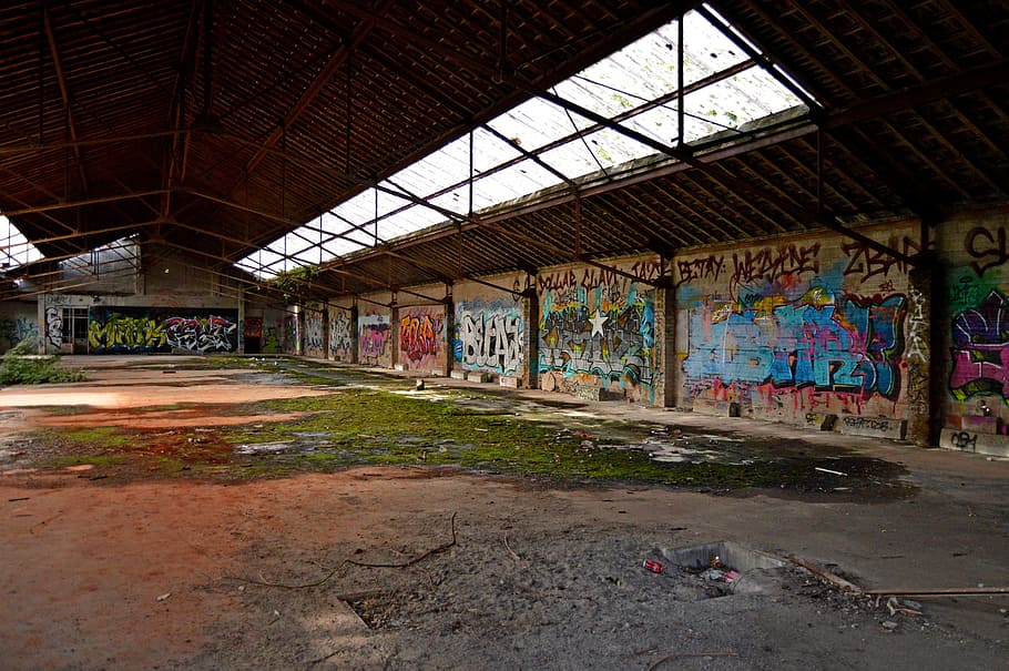 factory, wall, graffiti, architecture, built structure, abandoned HD wallpaper