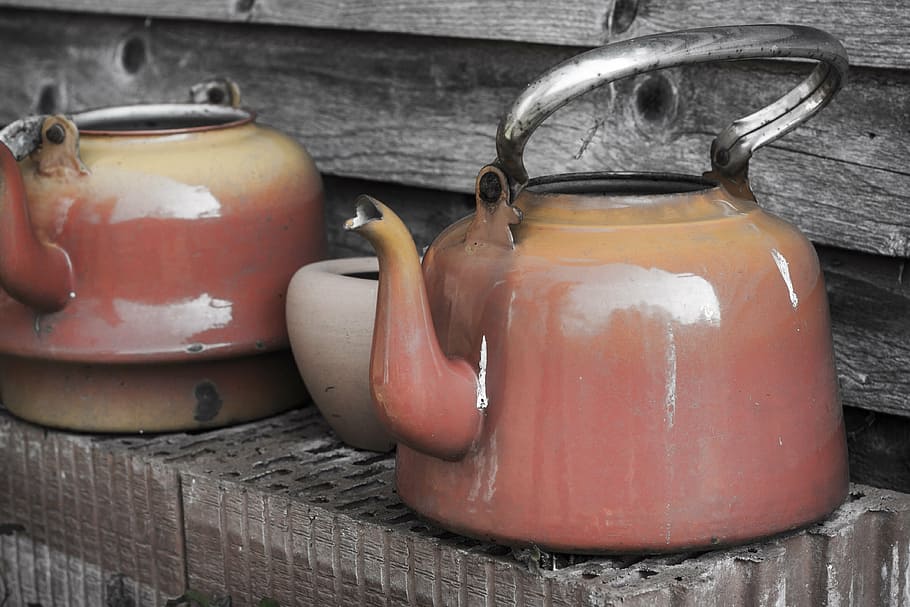 pots, vintage, retro, red, no people, close-up, old, pitcher - jug, HD wallpaper