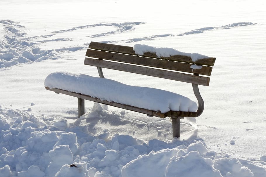 Winter, Snow, Bench, Seat, Bank, Wintry, snowed in, white, cold HD wallpaper