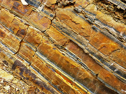 rock, layers, slate, wall, rocks, stones, brown, gold, yellow HD wallpaper
