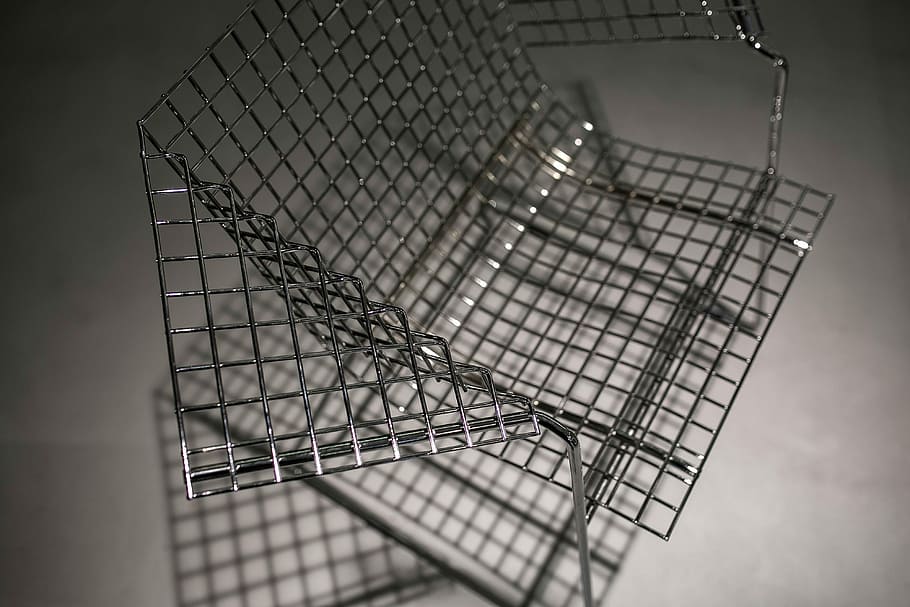 Metal wire chair, mesh, design, cage, trapped, no people, metal grate, HD wallpaper