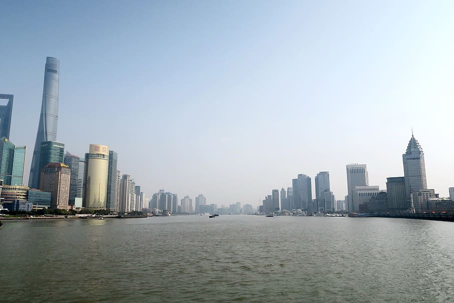 huangpu river, shanghai, financial center, building exterior, HD wallpaper