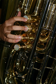 tuba, copper, piston, music, musical instrument, arts culture and entertainment HD wallpaper