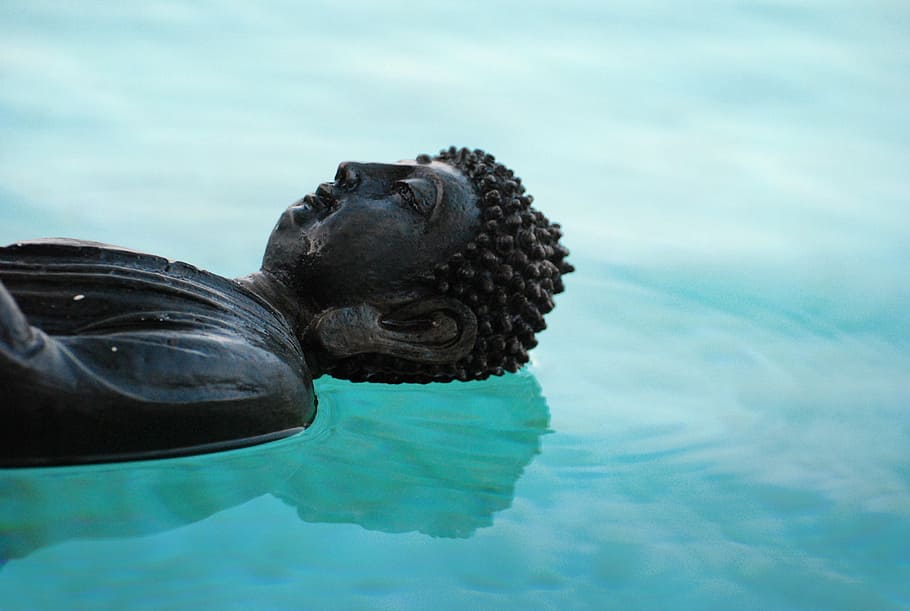 photo of Gautama Buddha on body of water, zen, reflection, brightness