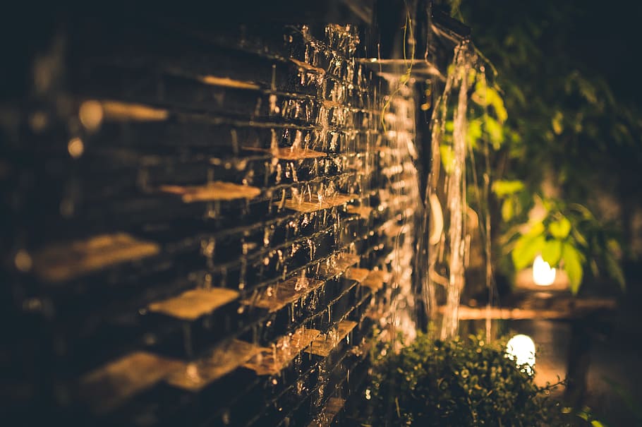 Selective Focus Photography of Brown Brick Wall during Nighttime, HD wallpaper