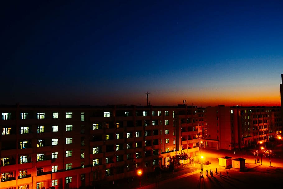 campus, night view, the dormitory building, architecture, building exterior HD wallpaper