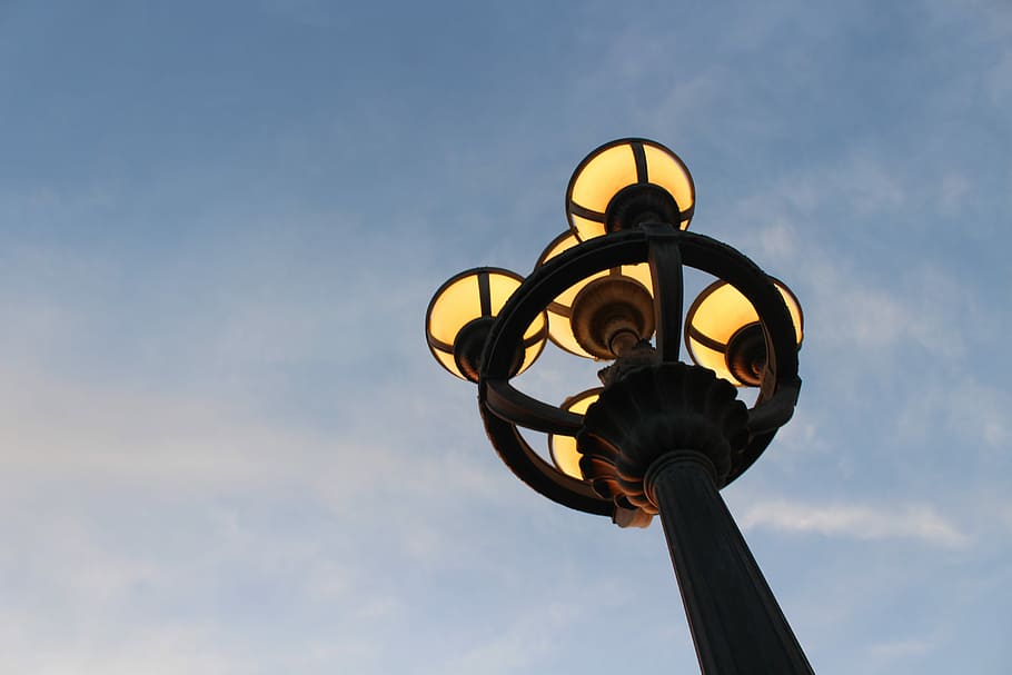 Light Pole, Evening, Lamp Post, evening sky, low angle view HD wallpaper